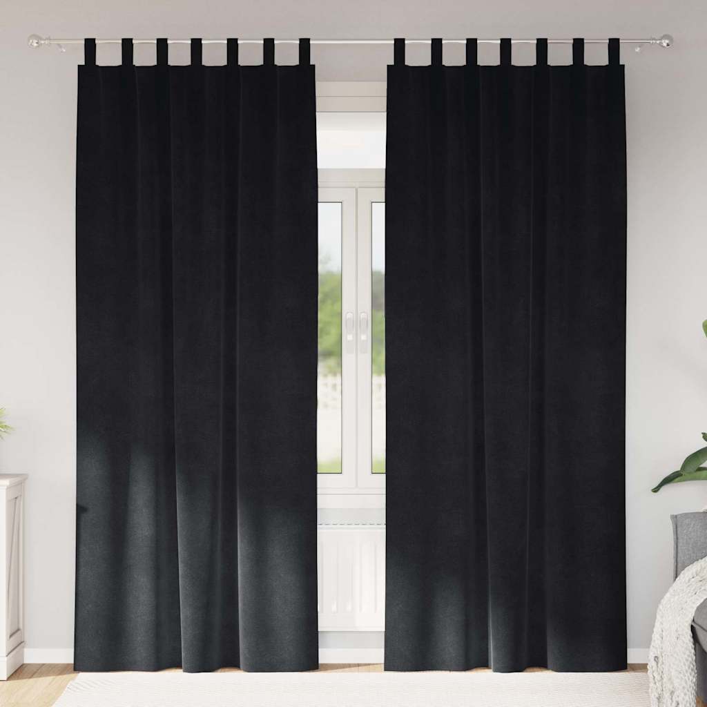 vidaXL Curtains 2 pcs Black 140 x 245 cm Velvet 1