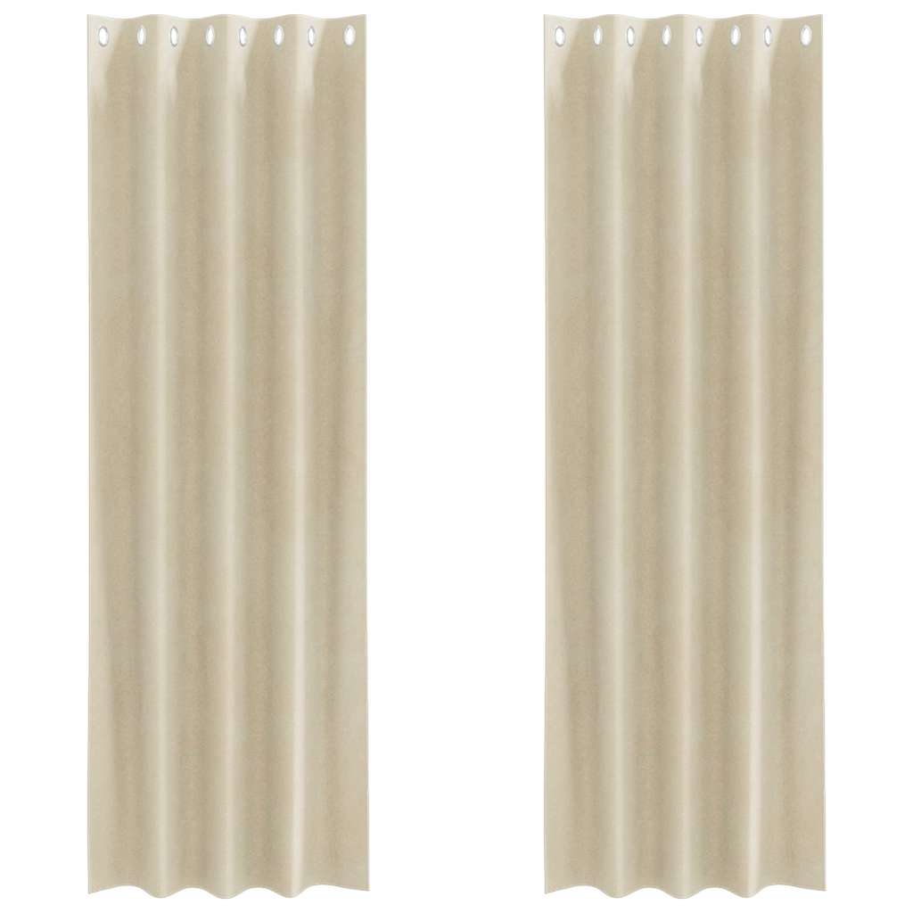vidaXL Curtains 2 pcs Cream 140 x 260 cm Velvet 2