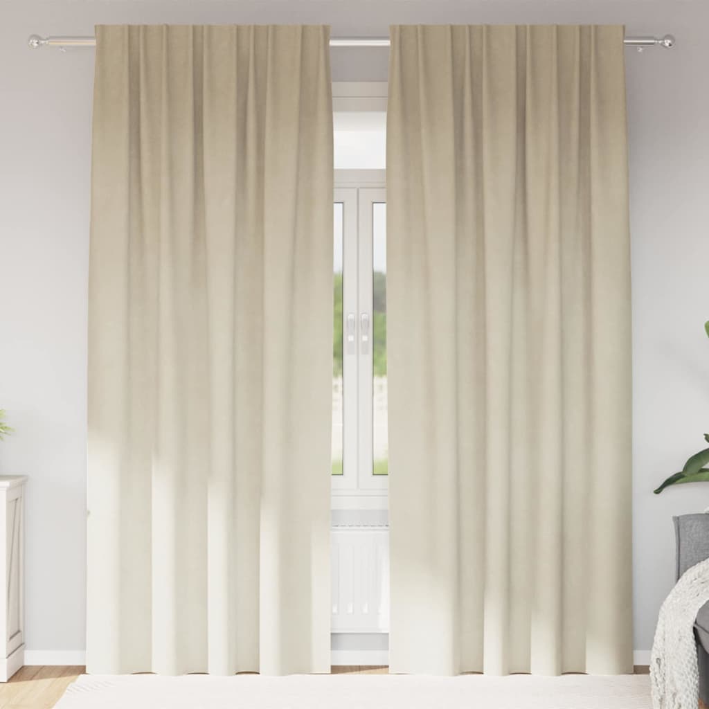 vidaXL Curtains 2 pcs Cream 140 x 245 cm Velvet 1
