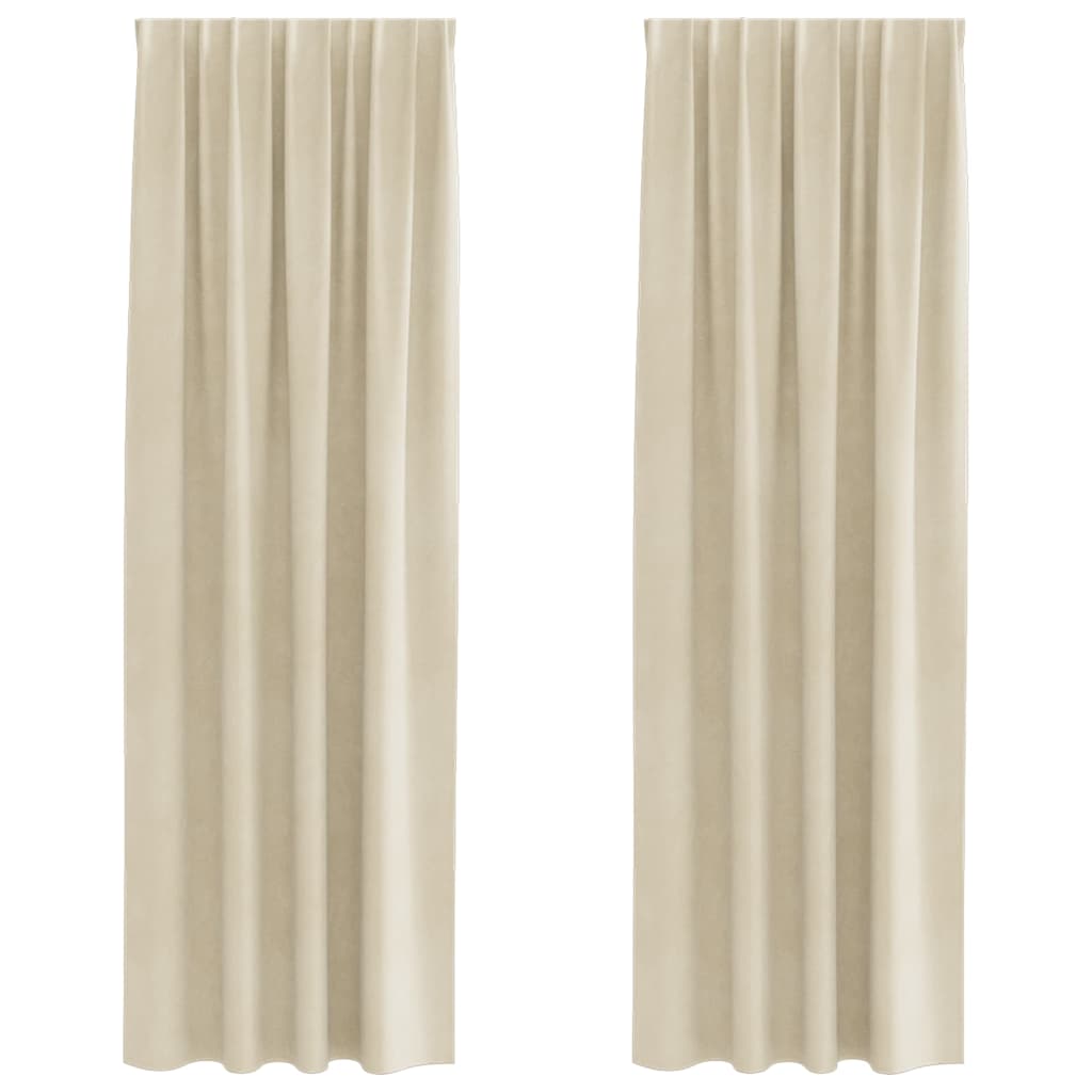 vidaXL Curtains 2 pcs Cream 140 x 245 cm Velvet 2