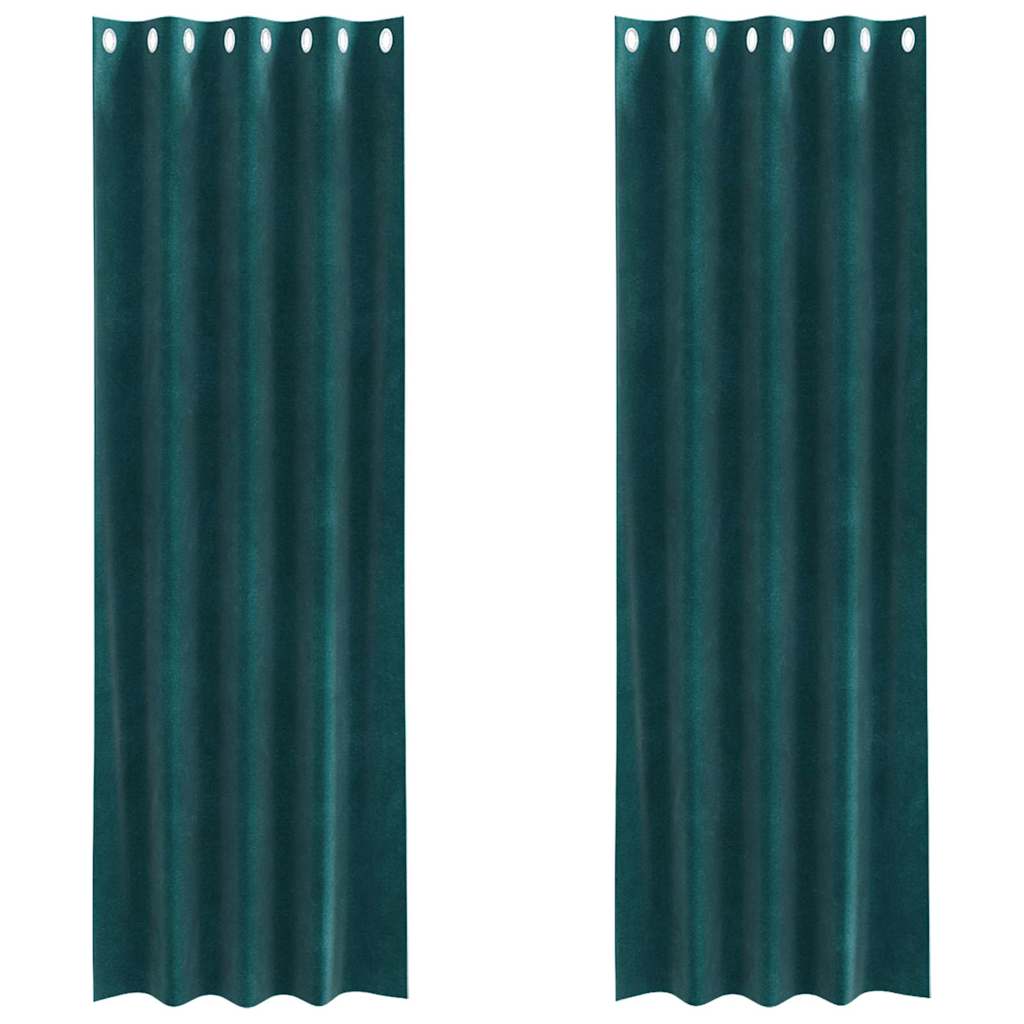 vidaXL Curtains 2 pcs Dark Green 140 x 260 cm Velvet 2