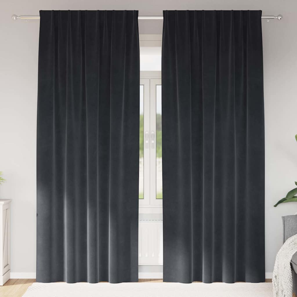vidaXL Curtains 2 pcs Dark Grey 140 x 245 cm Velvet 1