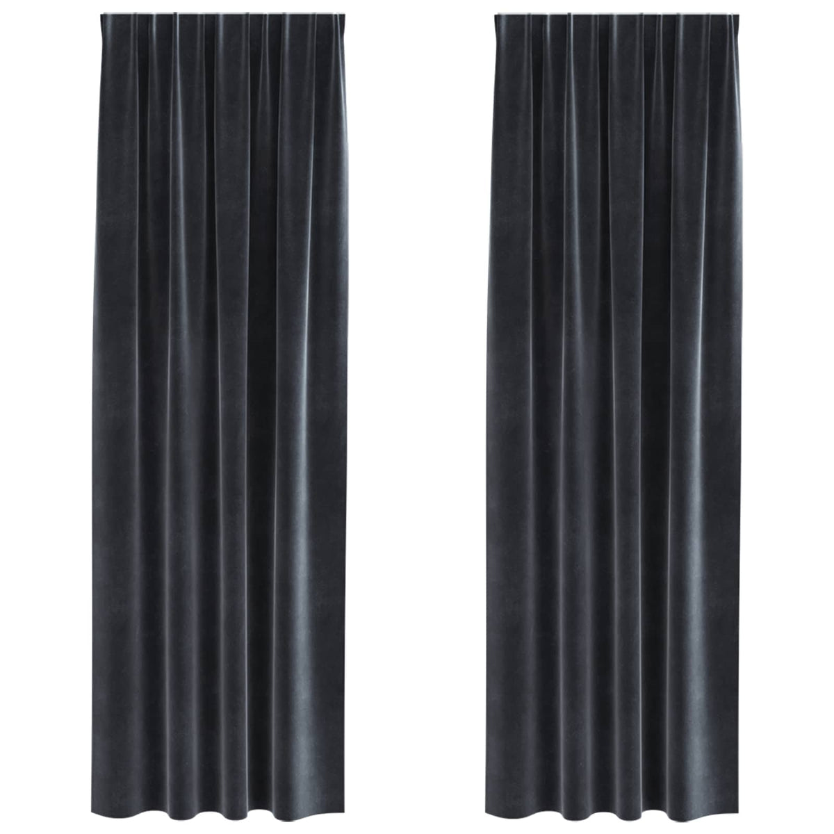 Curtains 2 pcs Velvet with sewn-in tape 140 x 260 cm Dark grey