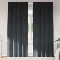 Curtains 2 pcs Velvet with sewn-in tape 140 x 260 cm Light grey