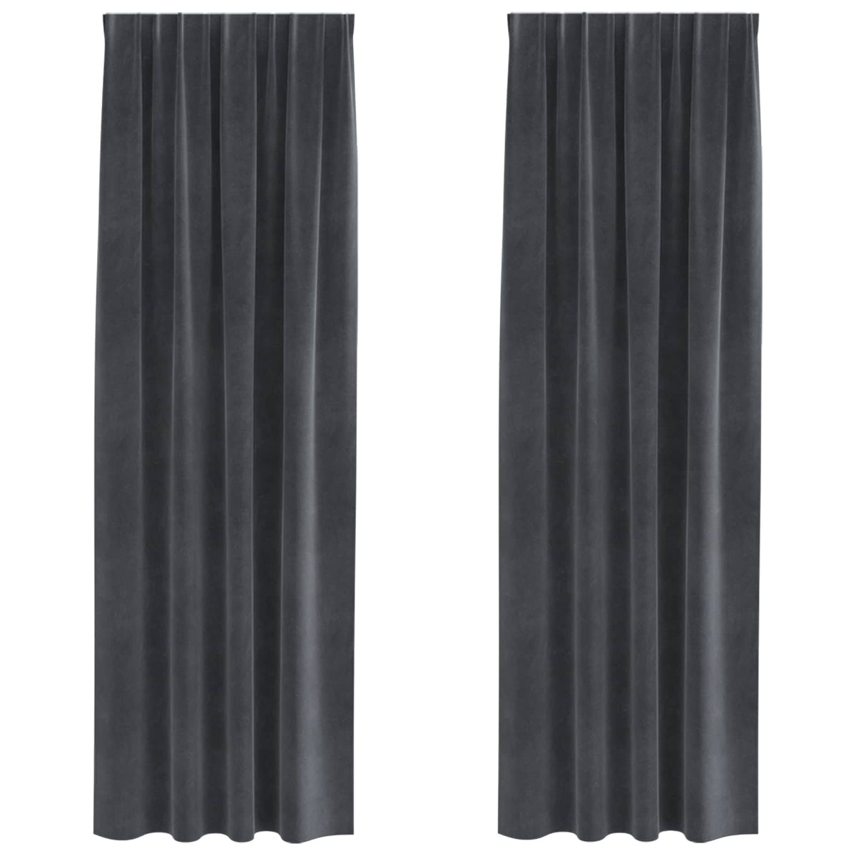 Curtains 2 pcs Velvet with sewn-in tape 140 x 260 cm Light grey