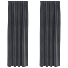 Curtains 2 pcs Velvet with sewn-in tape 140 x 260 cm Light grey