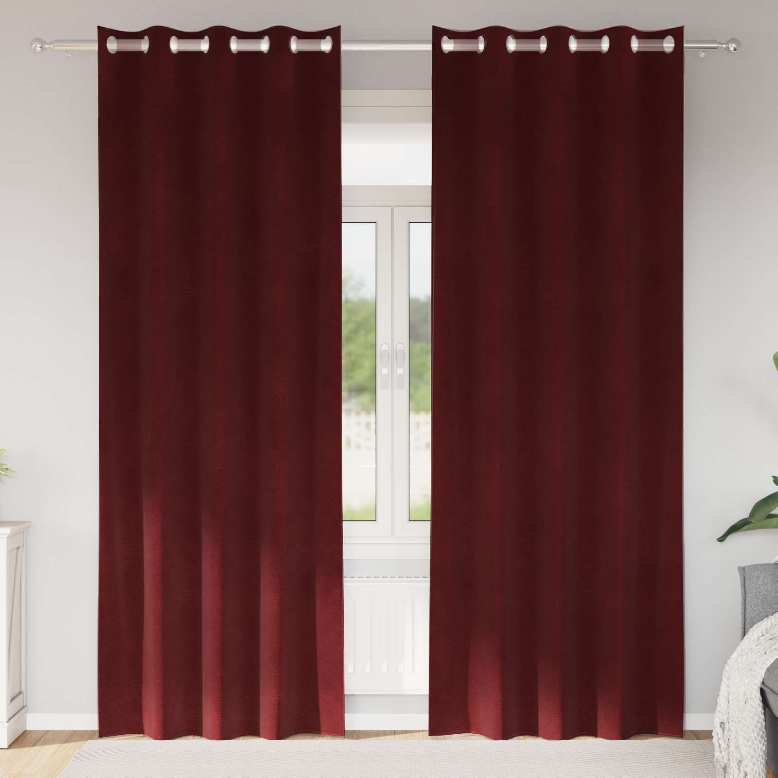 vidaXL Curtains 2 pcs Wine Red 140 x 225 cm Velvet 1