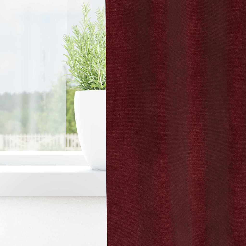 vidaXL Curtains 2 pcs Wine Red 140 x 260 cm Velvet 3