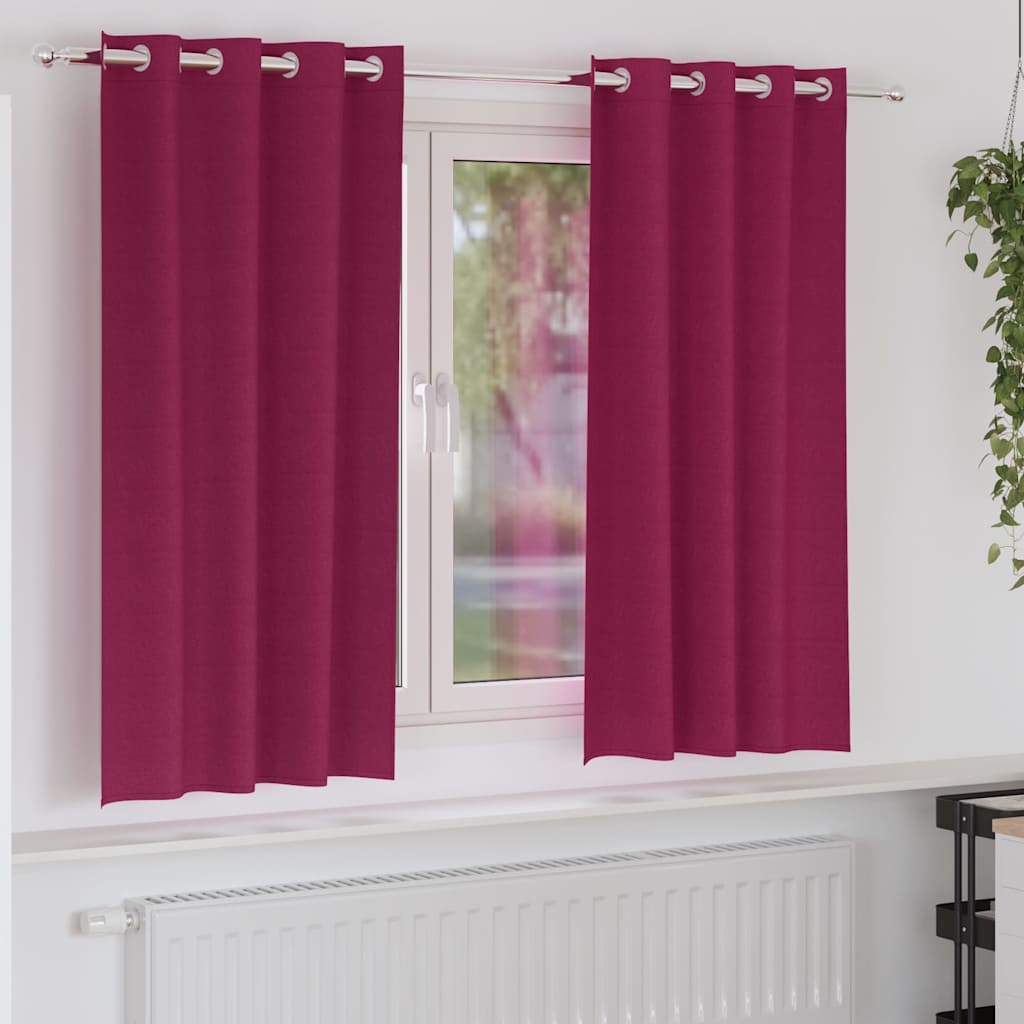 vidaXL Blackout Curtains with Rings 2 pcs Wine Red 175 x 140 cm 1