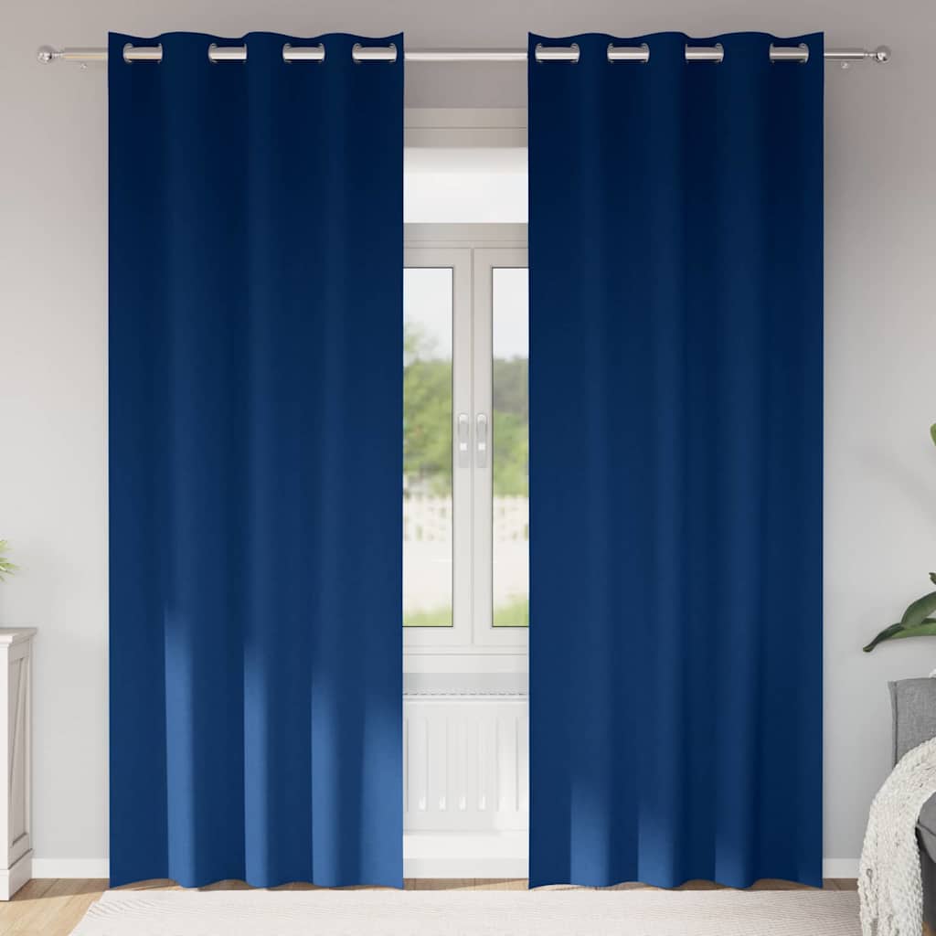 vidaXL Blackout Curtains with Rings 2 pcs Dark Blue 260 x 140 cm 1