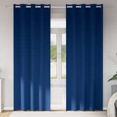 vidaXL Blackout Curtains with Rings 2 pcs Dark Blue 260 x 140 cm 1