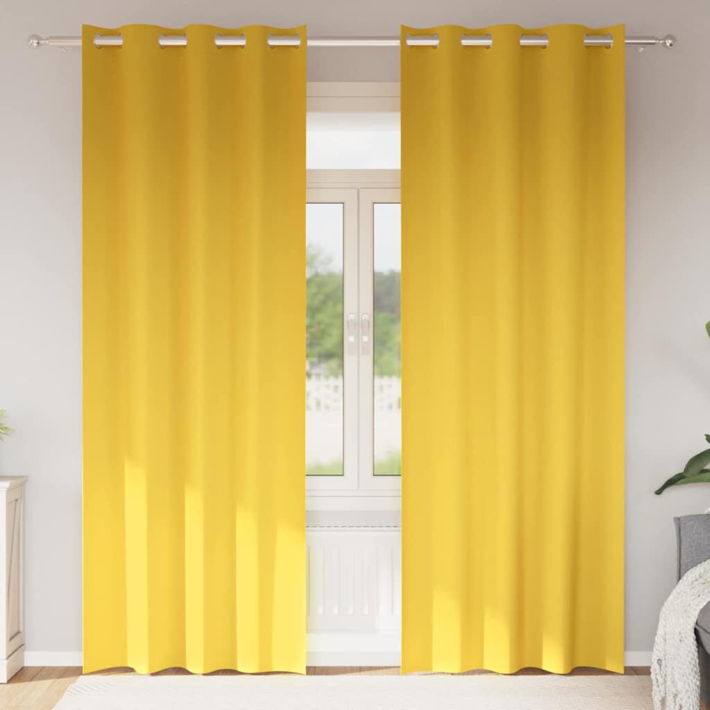 vidaXL Blackout Curtains with Rings 2 pcs Mustard Yellow 245 x 140 cm 1