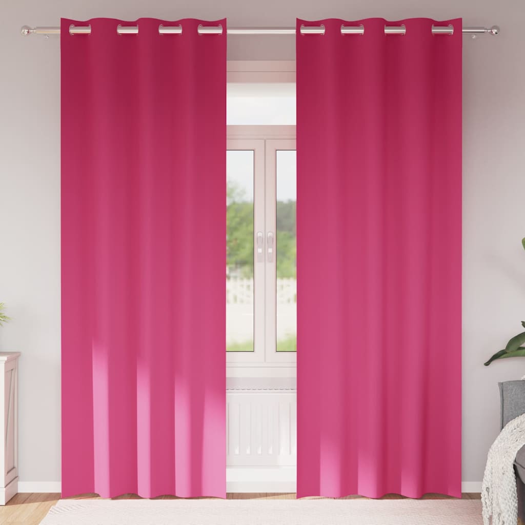 vidaXL Blackout Curtains with Rings 2 pcs Bright Pink 260 x 140 cm 1