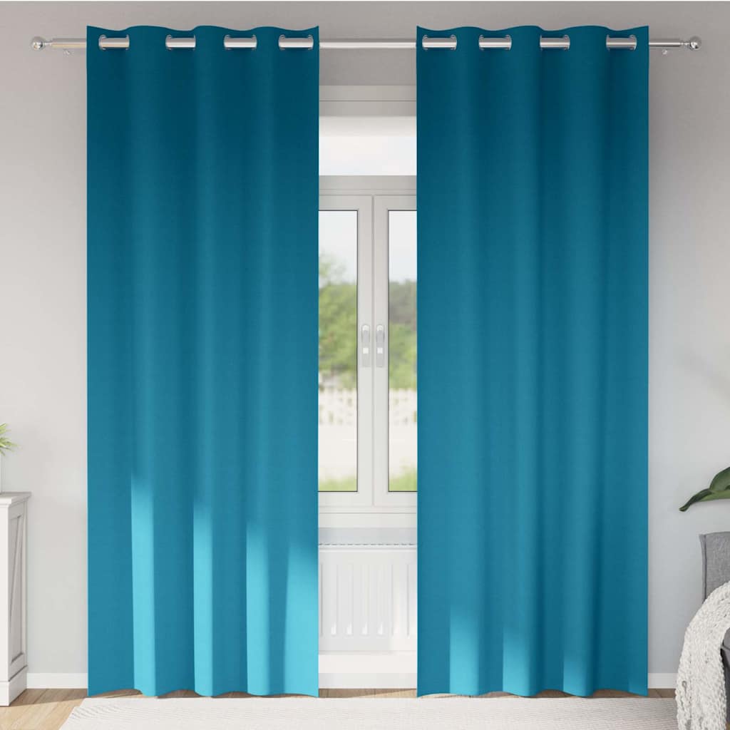 vidaXL Blackout Curtains with Rings 2 pcs Turquoise 245 x 140 cm 1