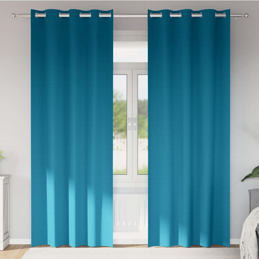Blackout Curtains with Rings 2 pcs Turquoise