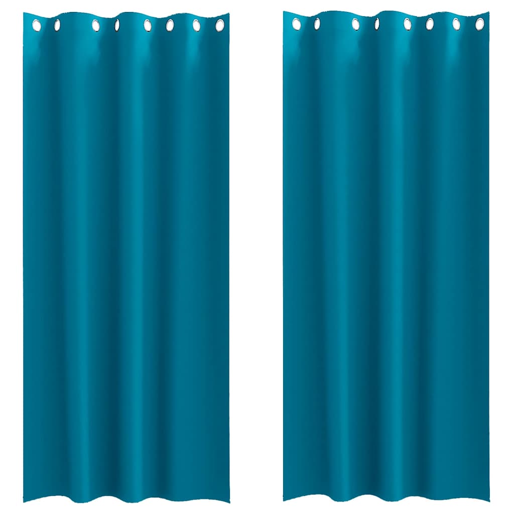 vidaXL Blackout Curtains with Rings 2 pcs Turquoise 245 x 140 cm 2