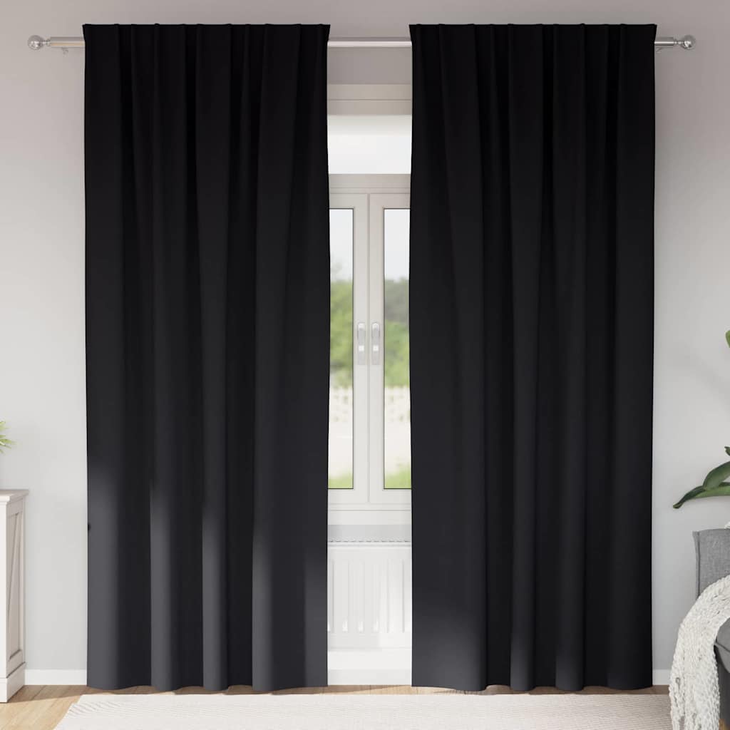 vidaXL Blackout Curtains with Rings 2 pcs Black 225 x 140 cm Polyester 1