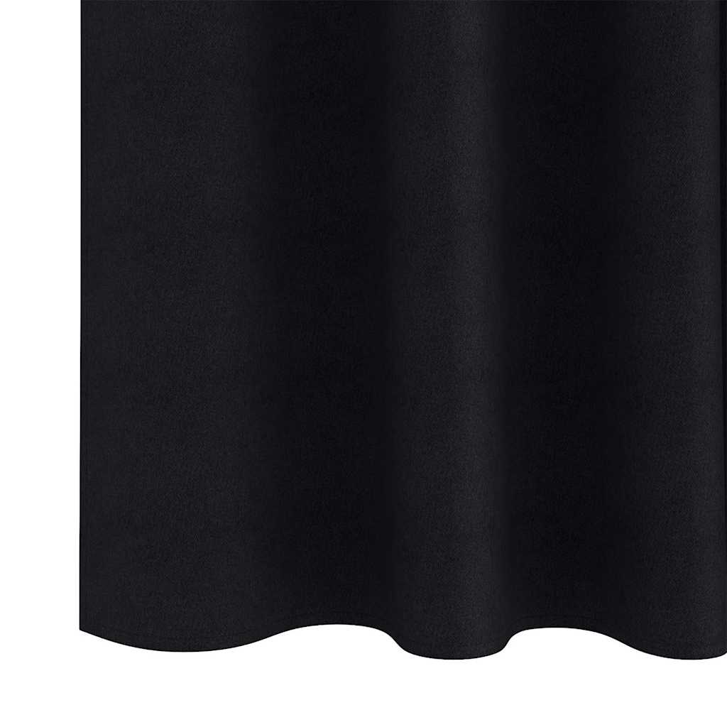 vidaXL Blackout Curtains with Rings 2 pcs Black 260 x 140 cm Polyester 6