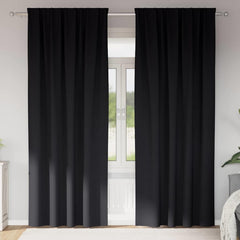 vidaXL Blackout Curtains with Rings 2 pcs Black 260 x 140 cm Polyester 1