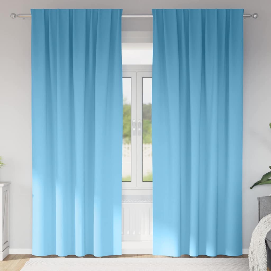 vidaXL Blackout Curtains with Rings 2 pcs Light Blue 245 x 140 cm 1