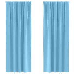 vidaXL Blackout Curtains with Rings 2 pcs Light Blue 245 x 140 cm 2