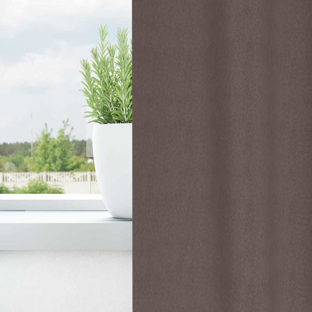 vidaXL Blackout Curtains with Rings 2 pcs Dark Brown 260 x 140 cm 3