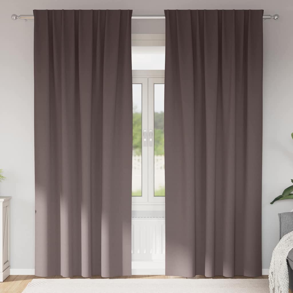vidaXL Blackout Curtains with Rings 2 pcs Dark Brown 260 x 140 cm 1