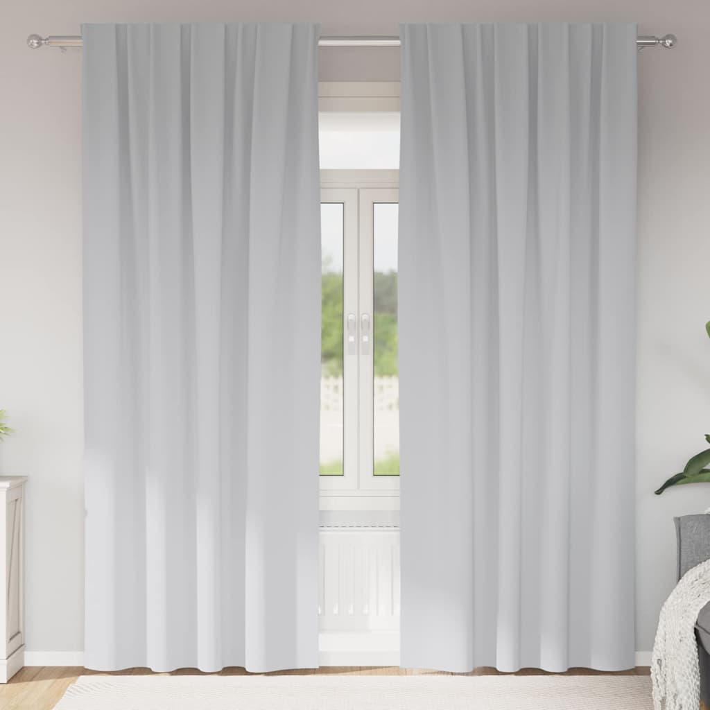 vidaXL Blackout Curtains with Rings 2 pcs Pale Grey 225 x 140 cm 1
