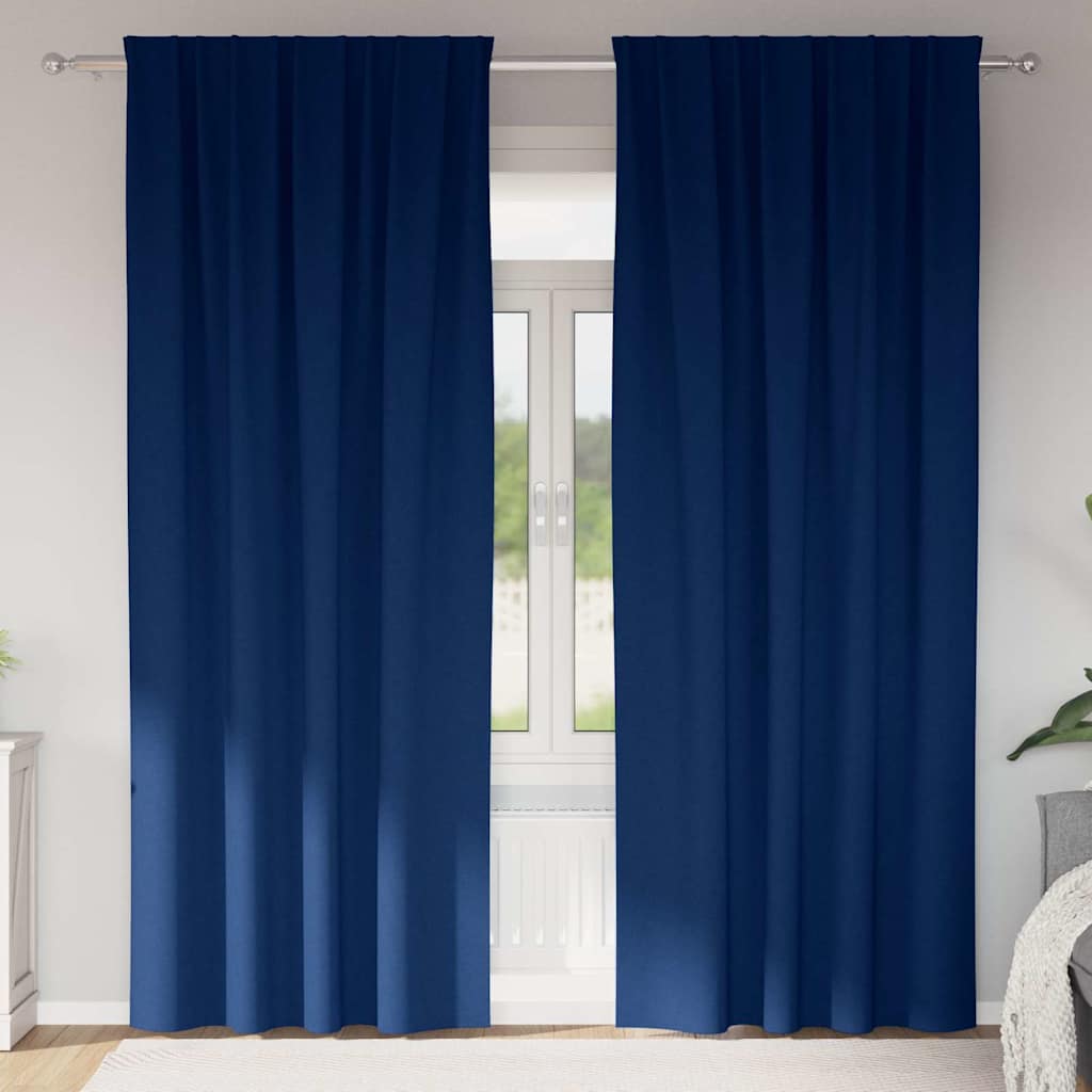 vidaXL Blackout Curtains with Rings 2 pcs Dark Blue 260 x 140 cm 1