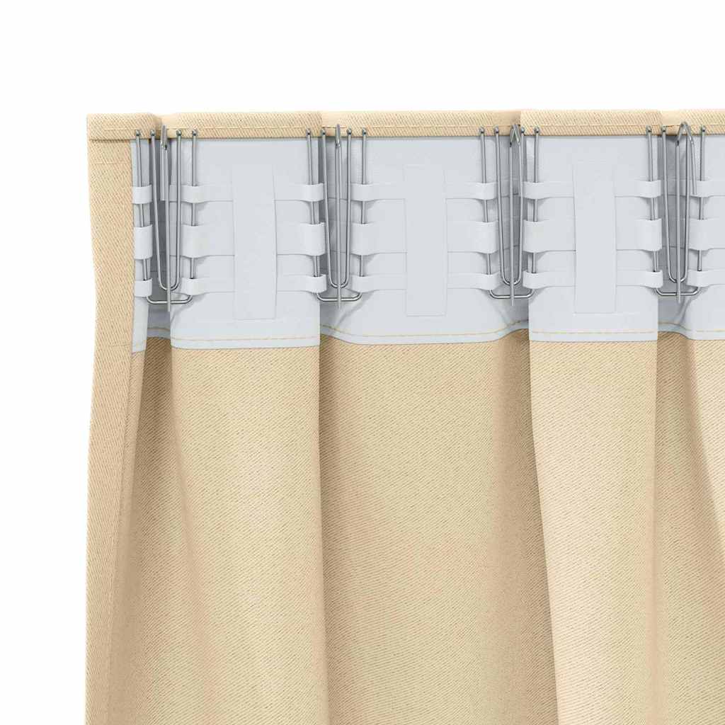 vidaXL Blackout Curtains with Rings 2 pcs Cream 225 x 140 cm Polyester 5