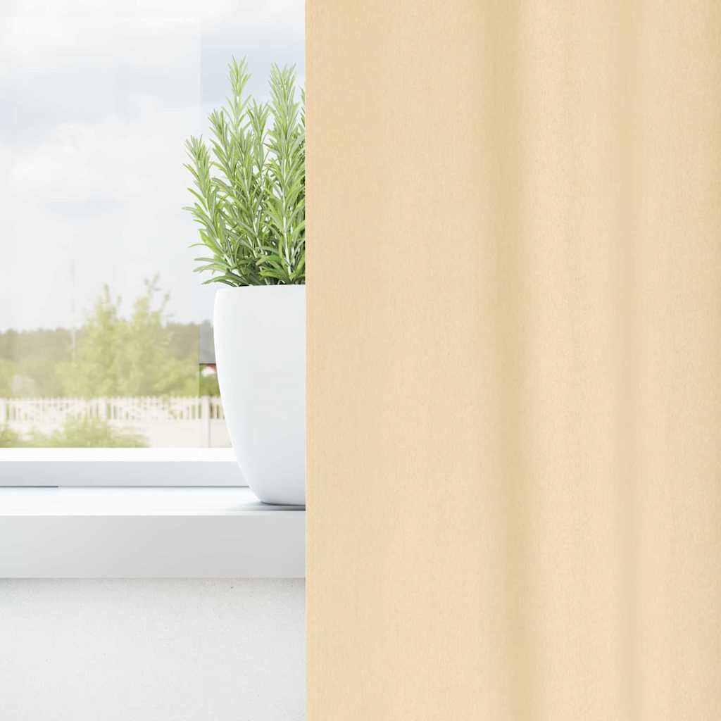 vidaXL Blackout Curtains with Rings 2 pcs Cream 225 x 140 cm Polyester 3