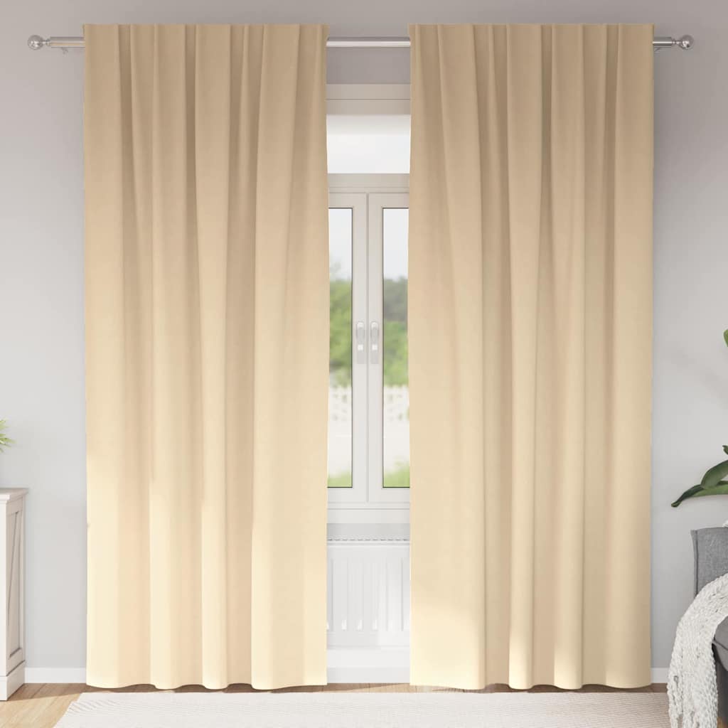 vidaXL Blackout Curtains with Rings 2 pcs Cream 225 x 140 cm Polyester 1