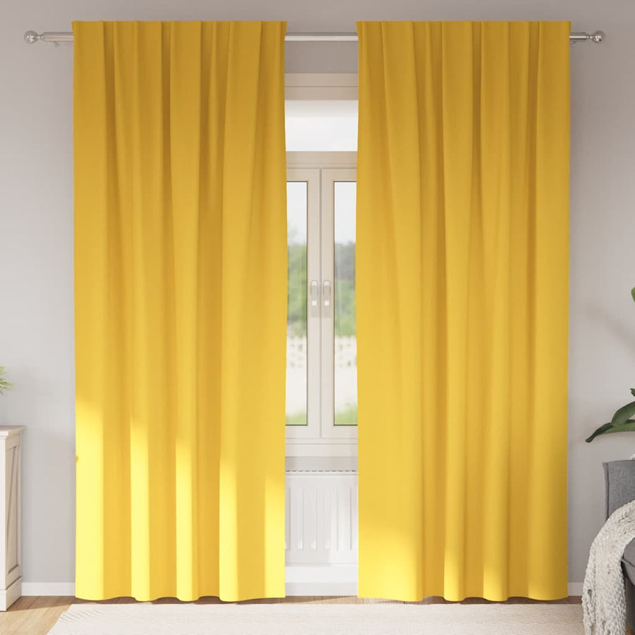 Blackout Curtains with Rings 2 pcs Mustard Yellow