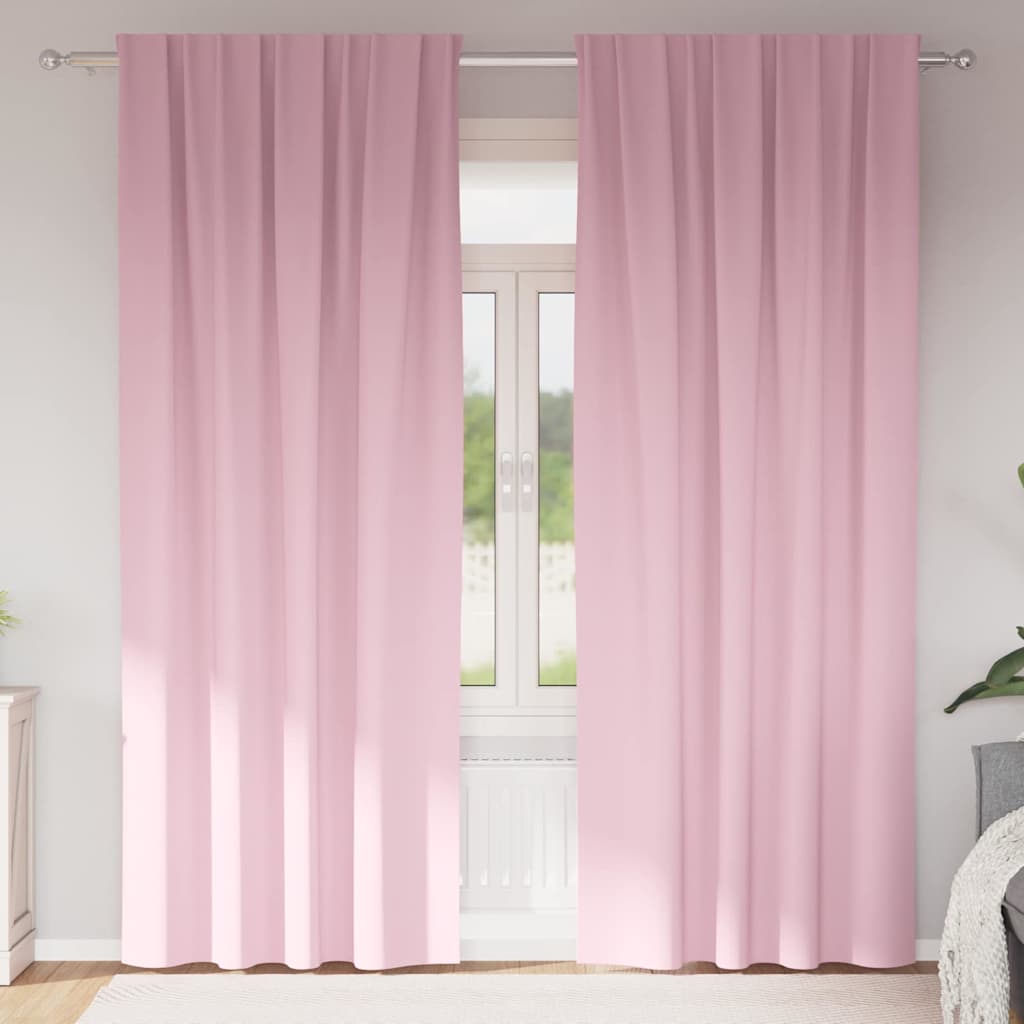 vidaXL Blackout Curtains with Rings 2 pcs Baby Pink 225 x 140 cm 1