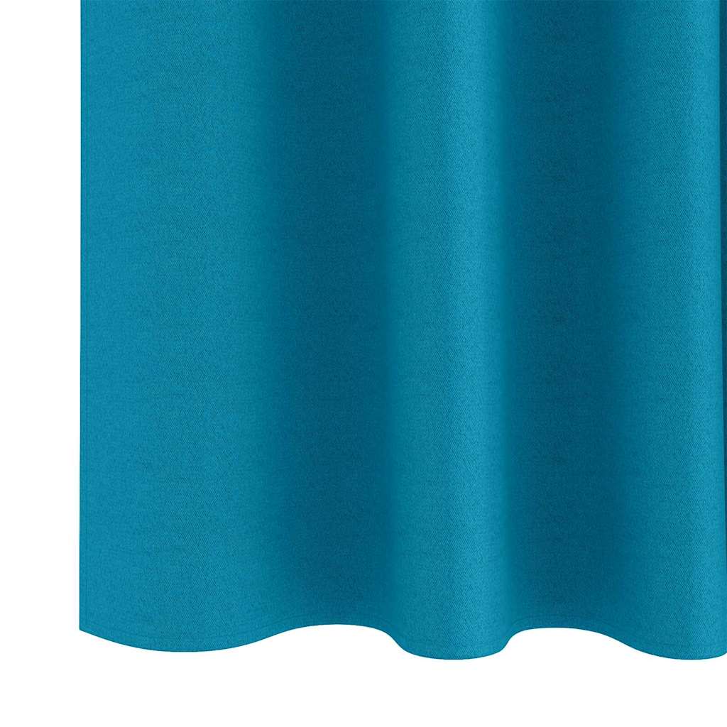 vidaXL Blackout Curtains with Rings 2 pcs Turquoise 225 x 140 cm 6