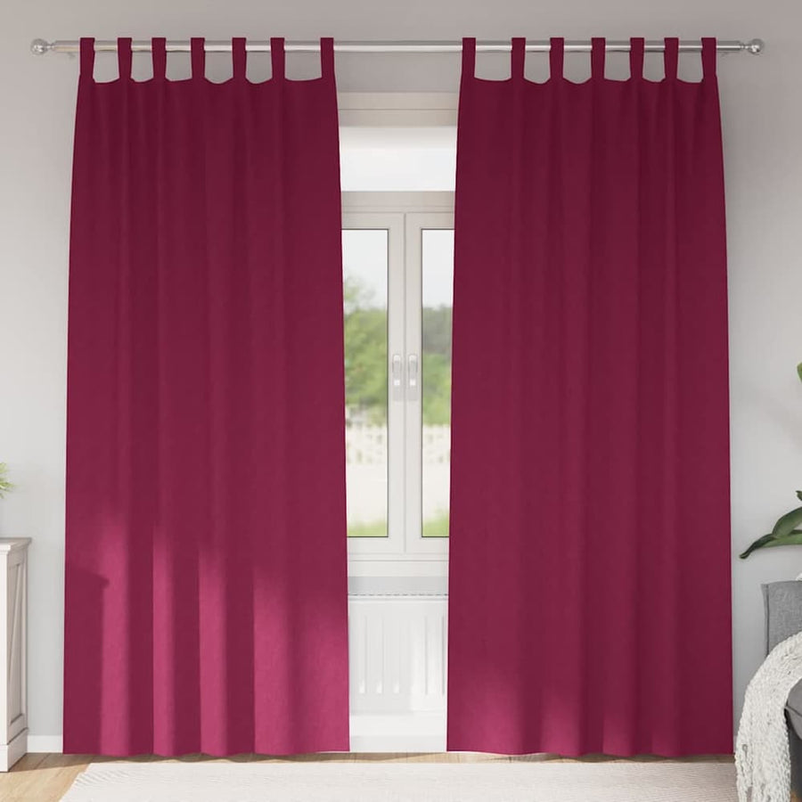 Blackout Curtains with Rings 2 pcs Wine Red