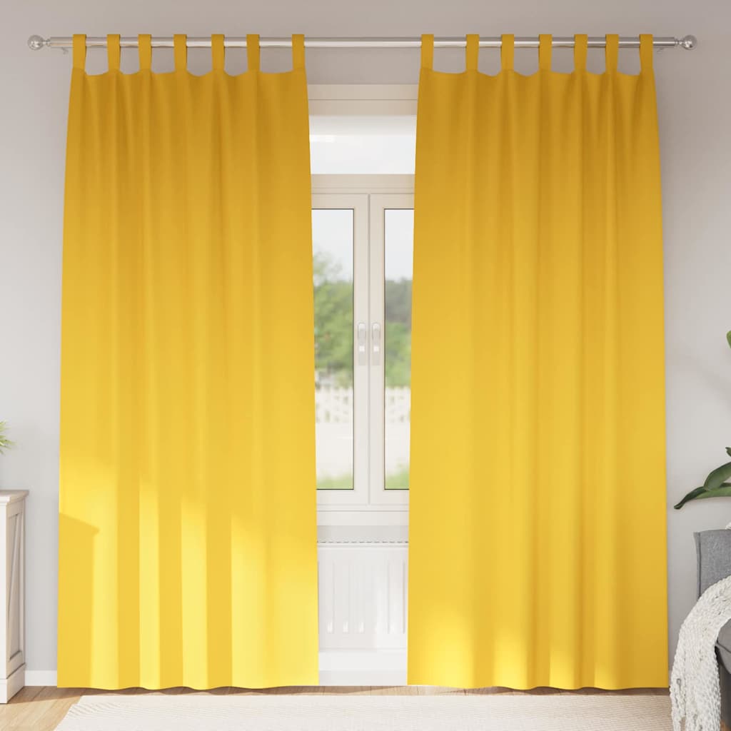 vidaXL Blackout Curtains with Rings 2 pcs Mustard Yellow 260 x 140 cm 1