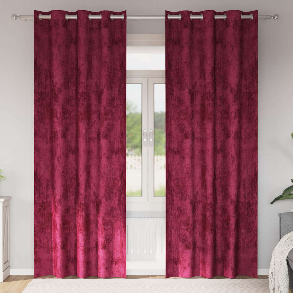 vidaXL Velvet Curtains 2 pcs Wine red 225 x 140 cm Velvet 1