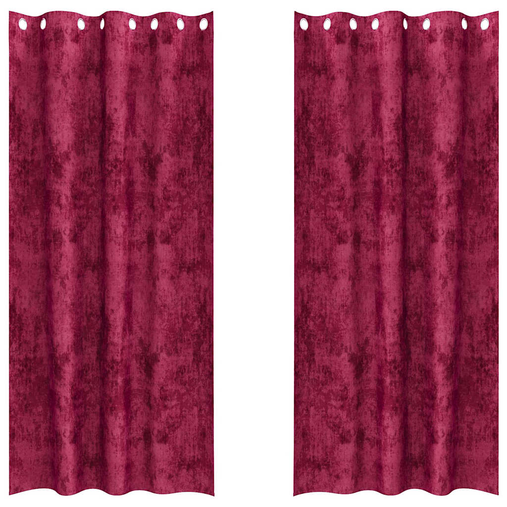 vidaXL Velvet Curtains 2 pcs Wine Red 260 x 140 cm Velvet 2