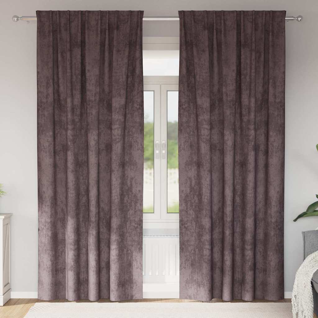 vidaXL Velvet Curtains 2 pcs Brown 260 x 140 cm Velvet 1