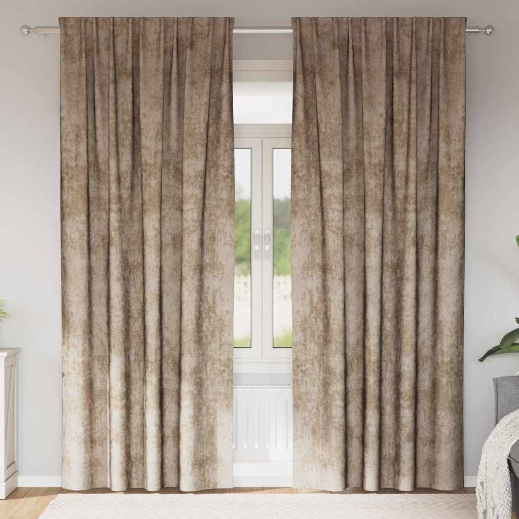 vidaXL Velvet Curtains 2 pcs Champagne 260 x 140 cm Velvet 1