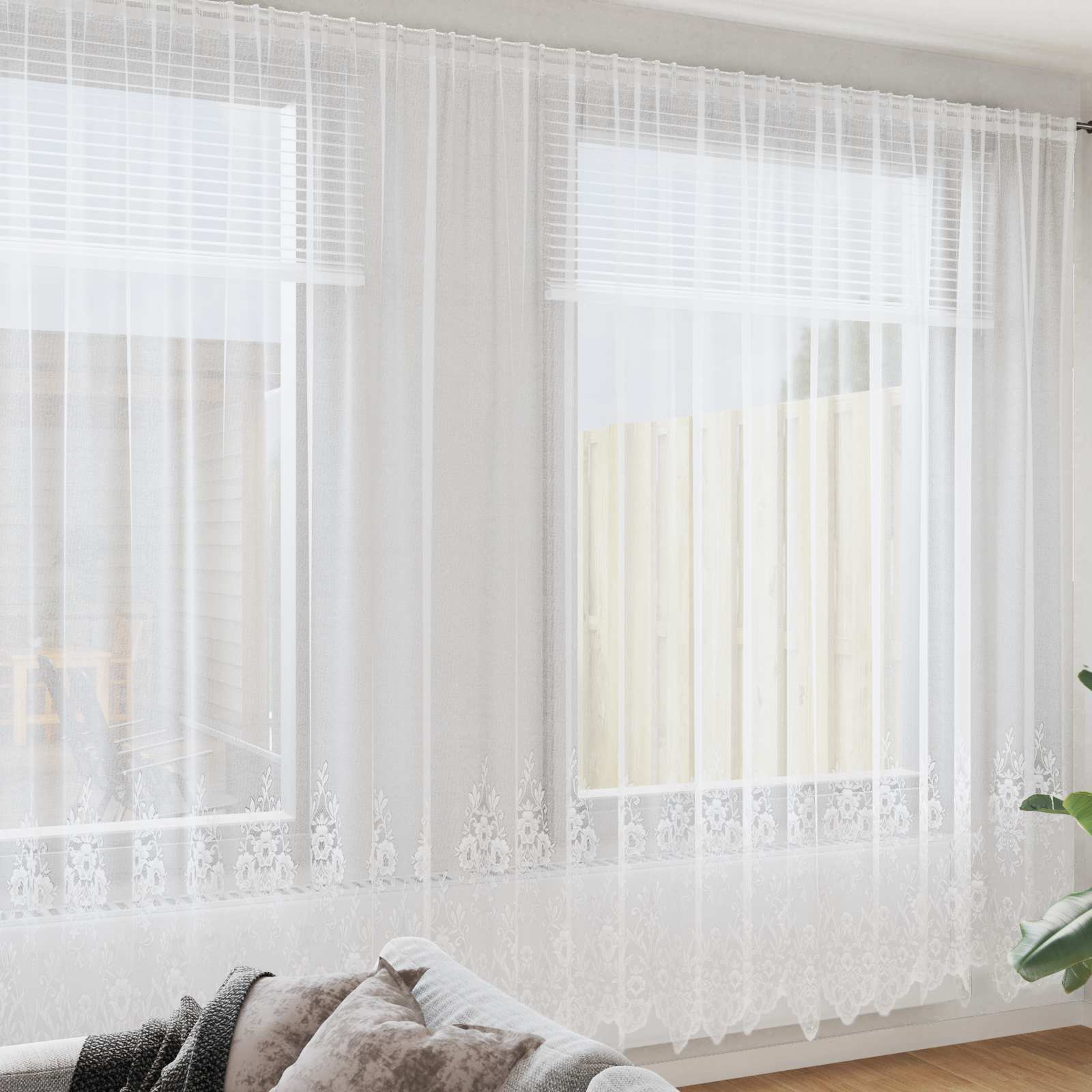 vidaXL Lace Curtain White 300 x 750 cm Polyester 1