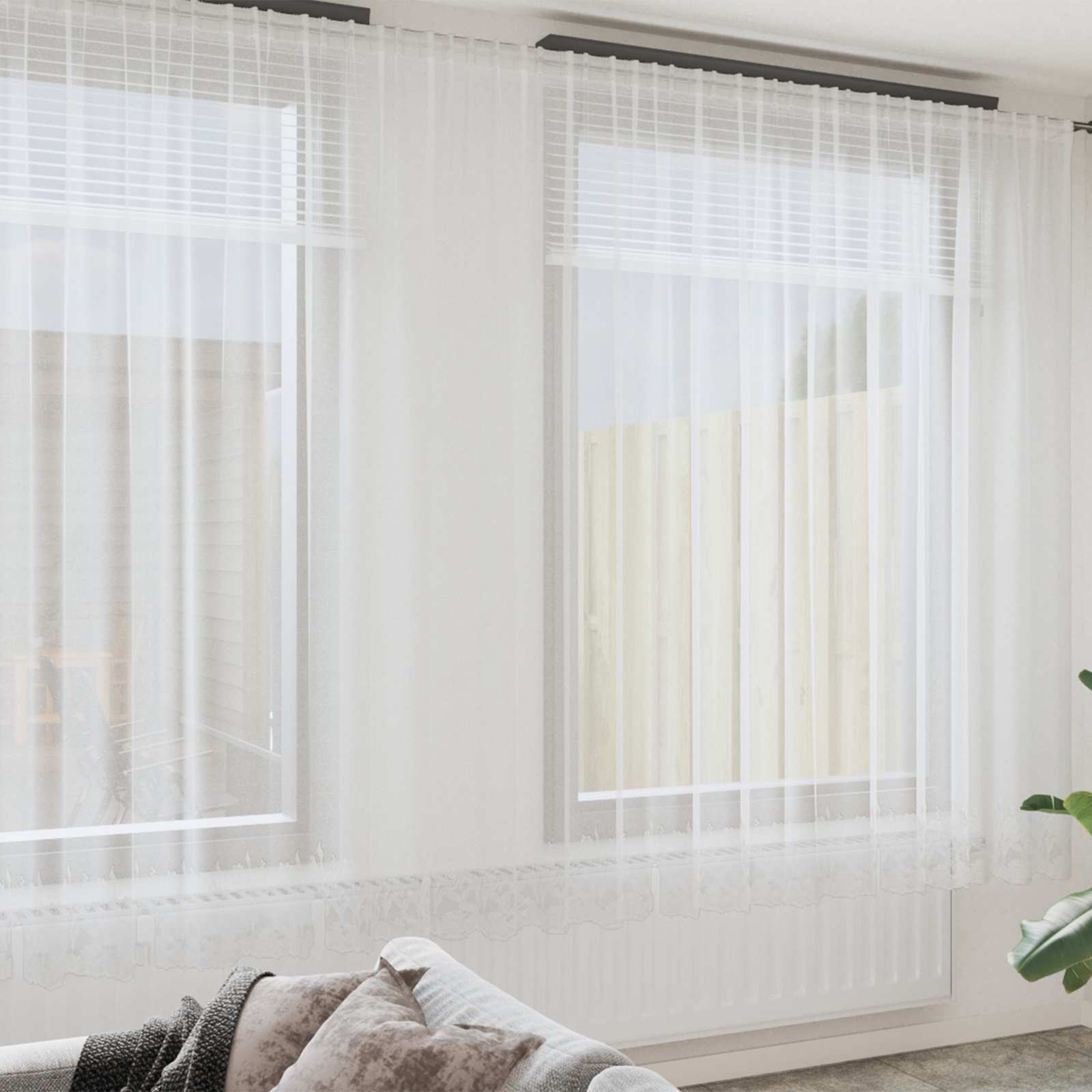 vidaXL Lace Curtain White 280 x 750 cm Polyester 1
