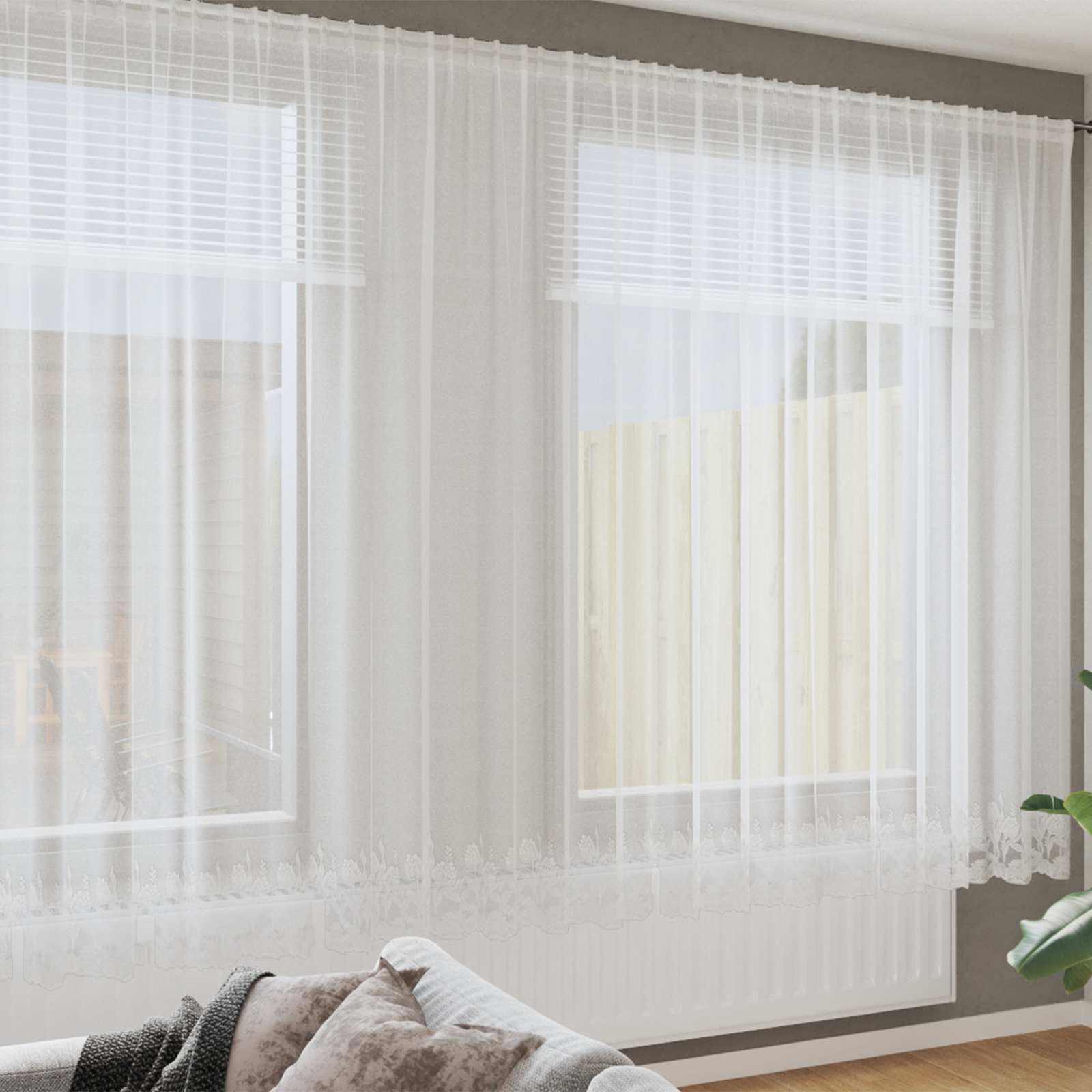 vidaXL Lace Curtain White 220 x 900 cm Polyester 1