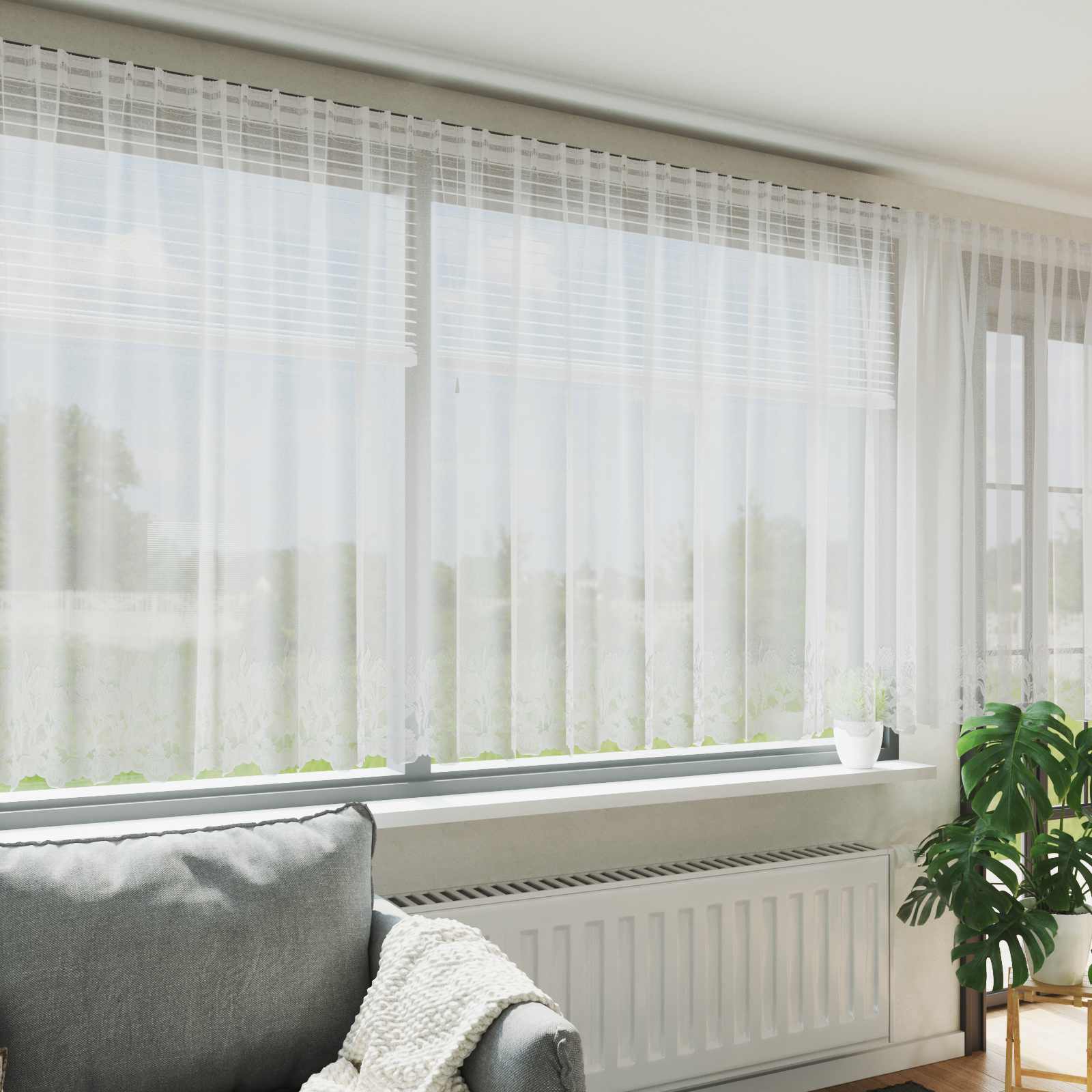 vidaXL Lace Curtain White 1200 x 140 cm Polyester 1