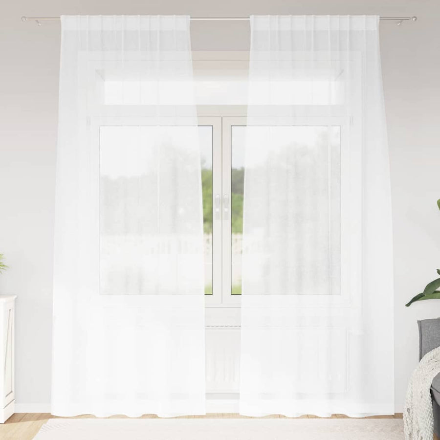 Voile Curtain 2 pcs White Polyester