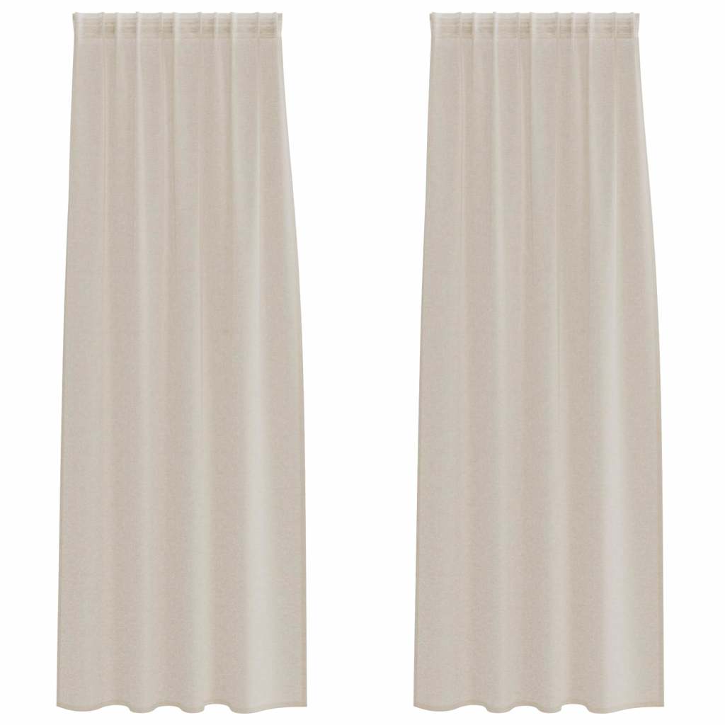 vidaXL Voile Curtain 2 pcs Sand 245 x 140 cm Polyester 2