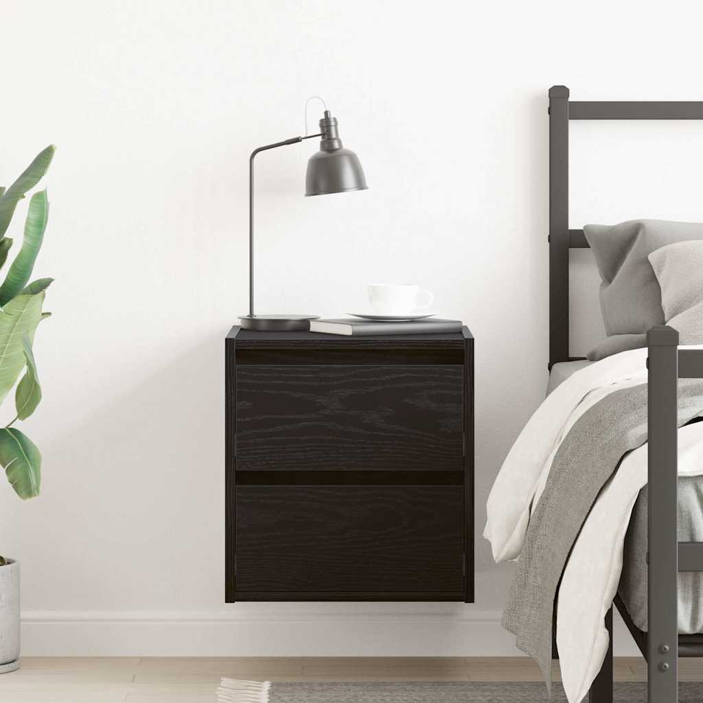 vidaXL Wall-mounted Bedside Cabinet Black Oak 38x34x40 cm 3