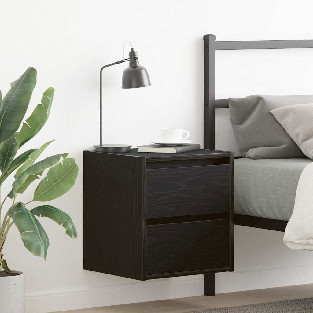 vidaXL Wall-mounted Bedside Cabinet Black Oak 38x34x40 cm 1
