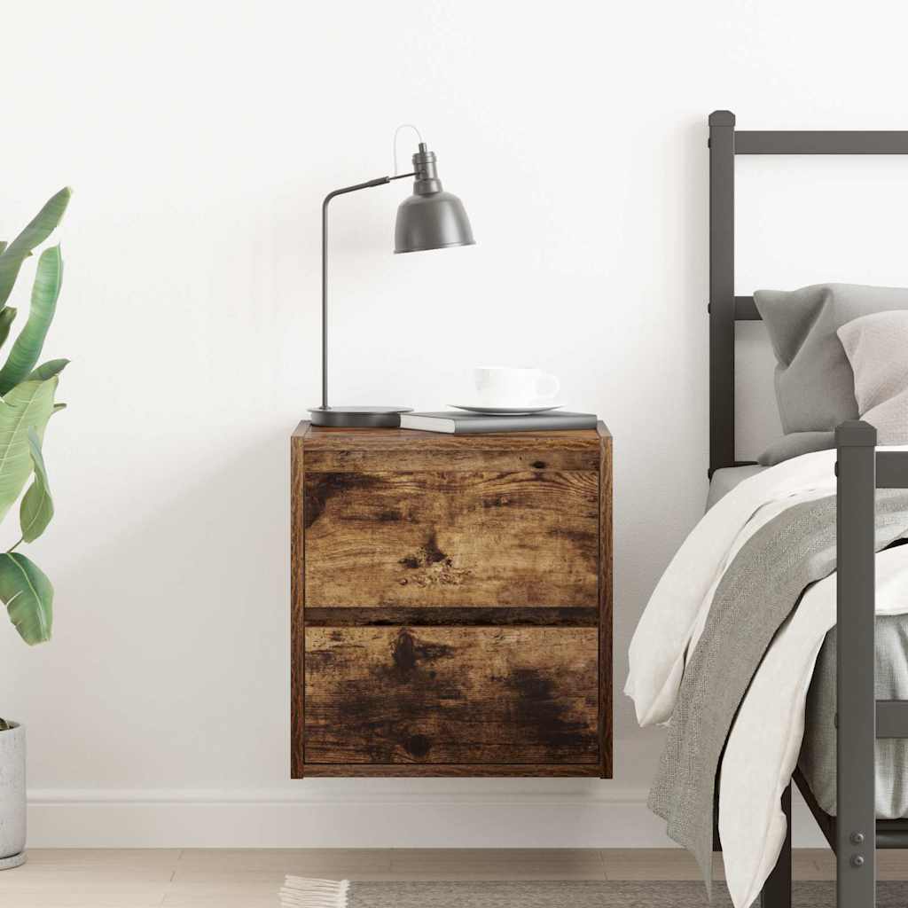 vidaXL Wall-mounted Bedside Cabinet Smoked Oak 38x34x40 cm 3